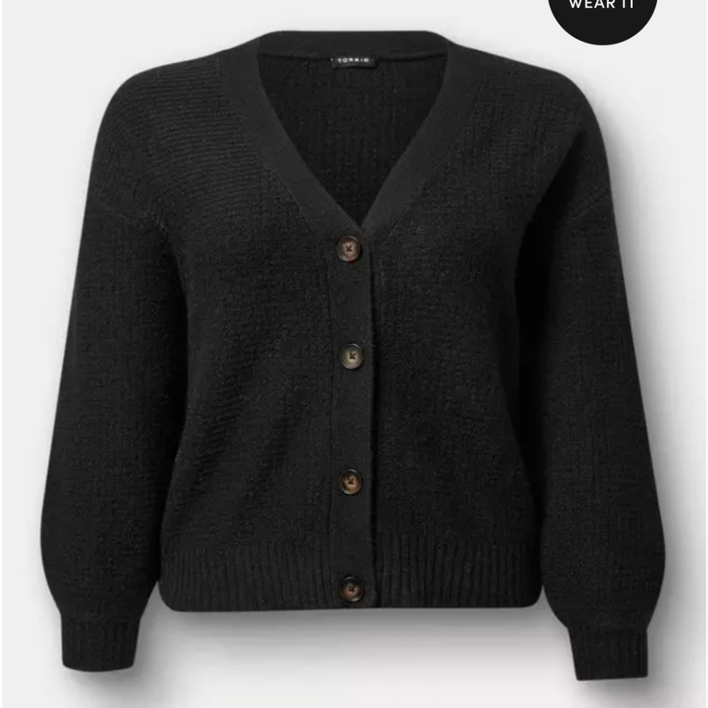 torrid Black Button-Front Knit Cardigan - Picture 7 of 7